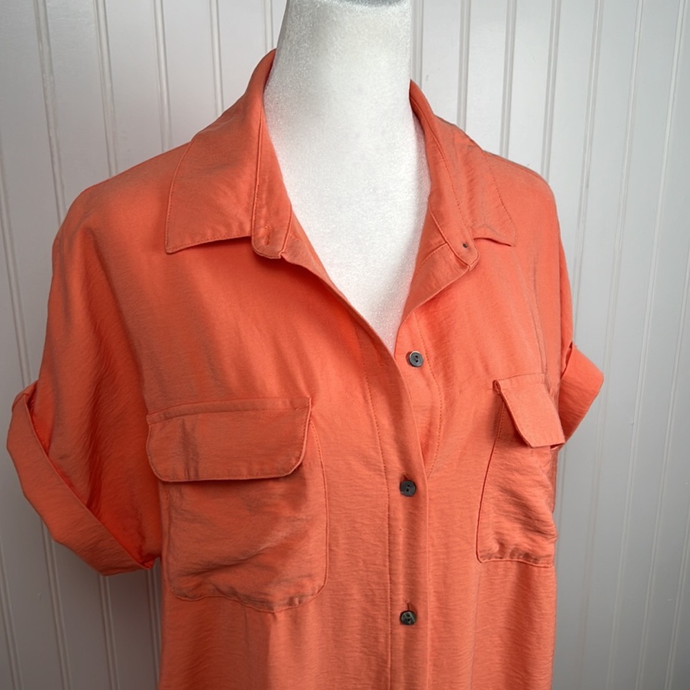 Ann Taylor Factory Orange Button-Down Dress - Picture 8 of 16